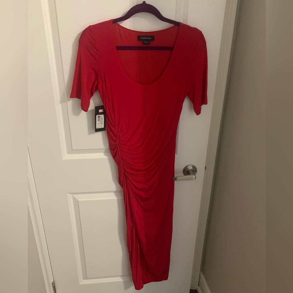Marciano Red Long Fitted Dress